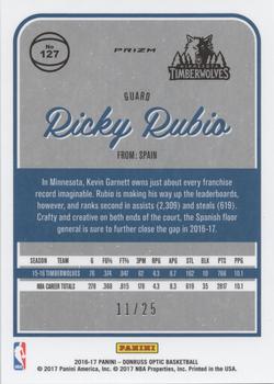 2016-17 Donruss Optic - Aqua #127 Ricky Rubio Back