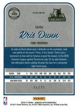 2016-17 Donruss Optic - Aqua #155 Kris Dunn Back