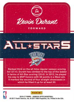 2016-17 Donruss Optic - All-Stars #24 Kevin Durant Back