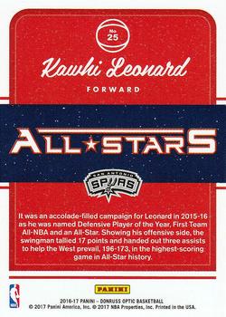 2016-17 Donruss Optic - All-Stars #25 Kawhi Leonard Back