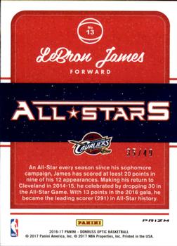 2016-17 Donruss Optic - All-Stars Blue #13 LeBron James Back