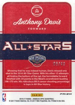 2016-17 Donruss Optic - All-Stars Blue #29 Anthony Davis Back