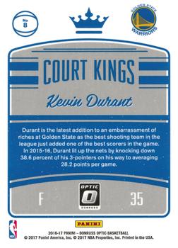 2016-17 Donruss Optic - Court Kings #8 Kevin Durant Back