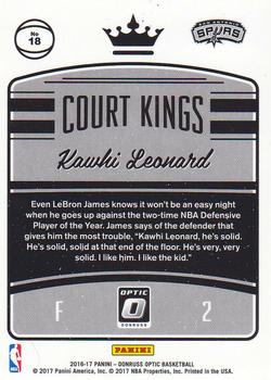 2016-17 Donruss Optic - Court Kings #18 Kawhi Leonard Back