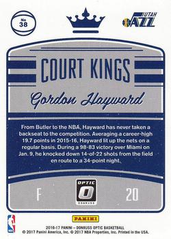 2016-17 Donruss Optic - Court Kings #38 Gordon Hayward Back
