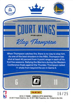 2016-17 Donruss Optic - Court Kings Aqua #20 Klay Thompson Back