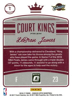 2016-17 Donruss Optic - Court Kings Holo #1 LeBron James Back