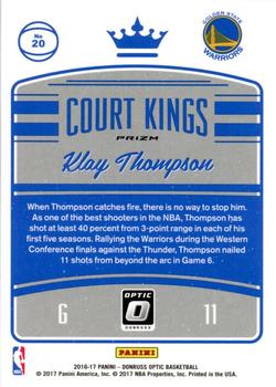 2016-17 Donruss Optic - Court Kings Holo #20 Klay Thompson Back
