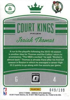2016-17 Donruss Optic - Court Kings Orange #26 Isaiah Thomas Back