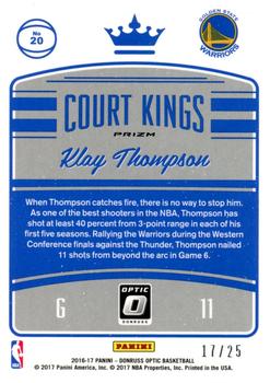 2016-17 Donruss Optic - Court Kings Pink #20 Klay Thompson Back