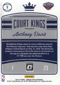 2016-17 Donruss Optic - Court Kings Purple #6 Anthony Davis Back