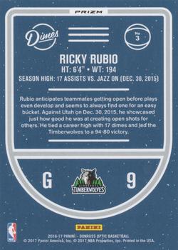 2016-17 Donruss Optic - Dimes Holo #3 Ricky Rubio Back