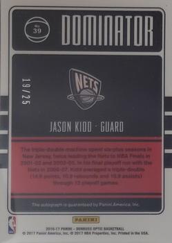 2016-17 Donruss Optic - Dominator Signatures #39 Jason Kidd Back