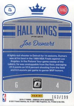 2016-17 Donruss Optic - Hall Kings Orange #19 Joe Dumars Back