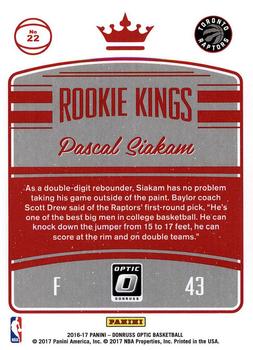 2016-17 Donruss Optic - Rookie Kings #22 Pascal Siakam Back