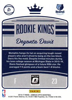 2016-17 Donruss Optic - Rookie Kings #27 Deyonta Davis Back