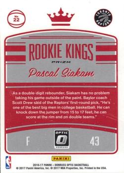 2016-17 Donruss Optic - Rookie Kings Holo #22 Pascal Siakam Back