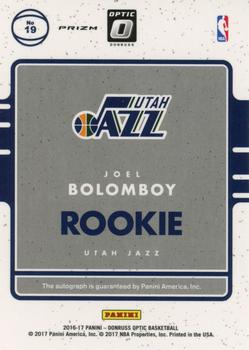 2016-17 Donruss Optic - Rookie Signatures #19 Joel Bolomboy Back