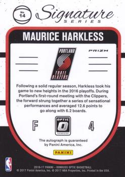 2016-17 Donruss Optic - Signature Series Purple #14 Maurice Harkless Back