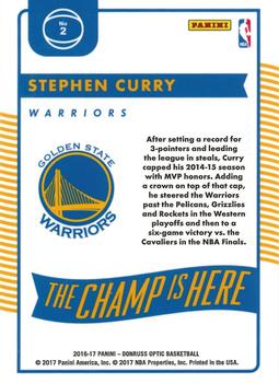 2016-17 Donruss Optic - The Champ is Here #2 Stephen Curry Back