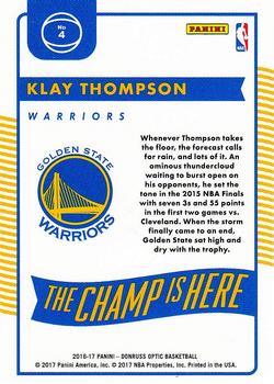 2016-17 Donruss Optic - The Champ is Here #4 Klay Thompson Back