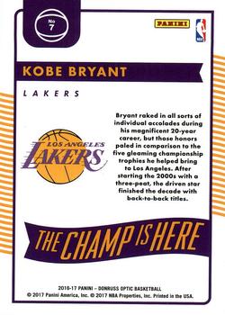 2016-17 Donruss Optic - The Champ is Here #7 Kobe Bryant Back