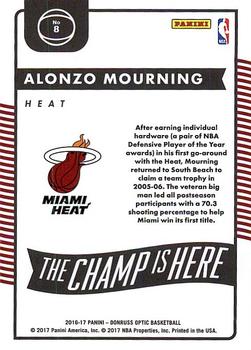 2016-17 Donruss Optic - The Champ is Here #8 Alonzo Mourning Back