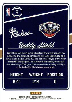 2016-17 Donruss Optic - The Rookies #4 Buddy Hield Back