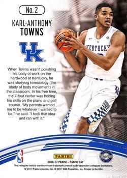 2016-17 Panini Day - Collegiate Cracked Ice #2 Karl-Anthony Towns Back