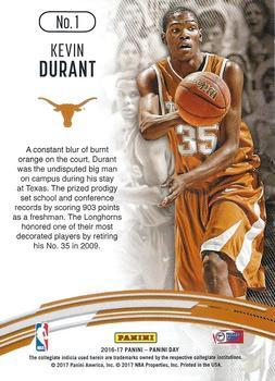 2016-17 Panini Day - Collegiate Hyperplaid #1 Kevin Durant Back