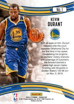2016-17 Panini Day - Static #1 Kevin Durant Back