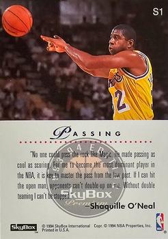 1995 SkyBox Shaquille O'Neal Commemorative Sheet Singles #S1 Shaquille O'Neal Back