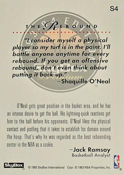 1995 SkyBox Shaquille O'Neal Commemorative Sheet Singles #S4 Shaquille O'Neal Back