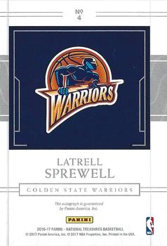 2016-17 Panini National Treasures - Signatures Bronze #4 Latrell Sprewell Back