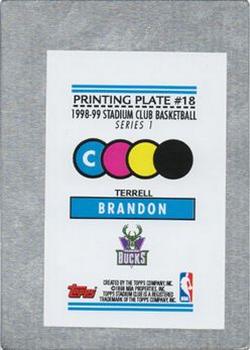 1998-99 Stadium Club - Printing Plates Cyan #18 Terrell Brandon Back