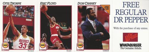 1991-92 Hoops Whataburger Houston Rockets #NNO Otis Thorpe / Eric Floyd / Don Chaney Front