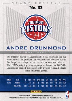 2016-17 Panini Grand Reserve #62 Andre Drummond Back