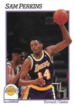 1991-92 Hoops Los Angeles Lakers Team Night Sheet SGA #NNO Sam Perkins Front