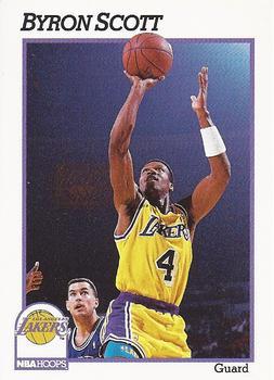 1991-92 Hoops Los Angeles Lakers Team Night Sheet SGA #NNO Byron Scott Front