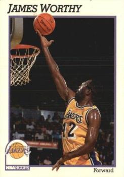1991-92 Hoops Los Angeles Lakers Team Night Sheet SGA #NNO James Worthy Front