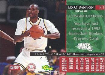 1995 Classic Rookies - Images Previews #RI1 Ed O'Bannon Back