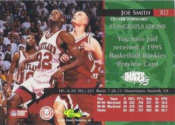 1995 Classic Rookies - Images Previews #RI3 Joe Smith Back