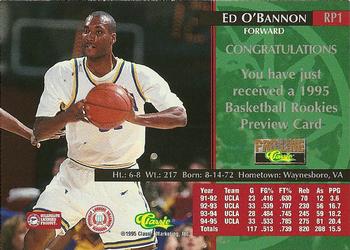 1995 Classic Rookies - Pro Line Previews #RP1 Ed O'Bannon Back