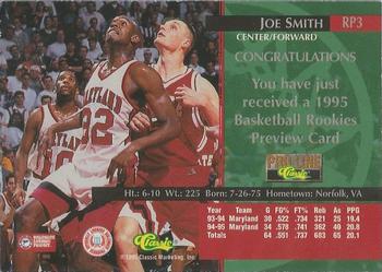 1995 Classic Rookies - Pro Line Previews #RP3 Joe Smith Back