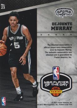 2016-17 Panini NBA Player of the Day - Rookie Materials #23 Dejounte Murray Back