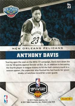 2016-17 Panini NBA Player of the Day - Escher Squares #22 Anthony Davis Back