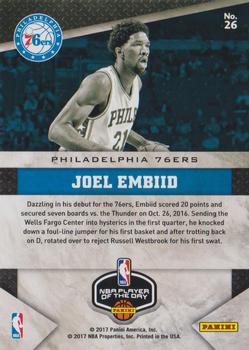 2016-17 Panini NBA Player of the Day - Escher Squares #26 Joel Embiid Back