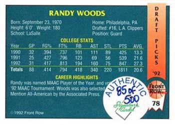 1992 Front Row Draft Picks - Signature Series #78 Randy Woods Back