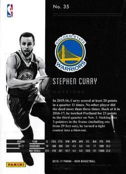 2016-17 Panini Noir #35 Stephen Curry Back