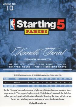 2012-13 Panini Prestige Starting Five #10 Kenneth Faried Back